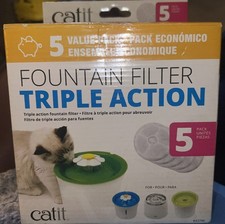NEW Catit Triple Action Fountain Filter 5 Pack Value Pack Replacement Filters