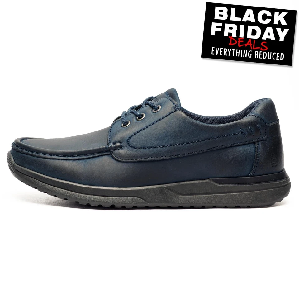 Hush Puppies Howard Mens Memory Foam Casual Lace Up Fashion Leather Shoes Navy