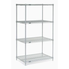 Nexel 5 Tier Silver Epoxy Wire Shelving Starter Unit 48"W x 24"D x 74"H