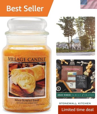Artisan-Made Warm Buttered Bread Candle in Decorative Large Glass Jar - 21.25 oz