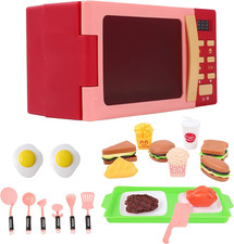 Toy Microwave Oven Playset with Light and Sound, Toy Kitchen Appliances for Kids