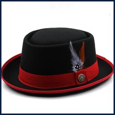 Pork Pie Hat Billycock Felt Small Brim Bowler Hat Men's Fashion British Style