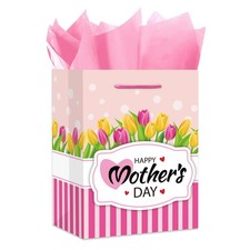 13" Large Mother's Day Gift Bags with Tissue Papers Happy Mother's Day Gift Bag