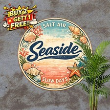 Enjoy The Waves Beach Life Metal Tin Sign Coastal House Wall Decor 8x8