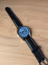 Fossil Coachman 45mm Silver Stainless Steel Case with Black Leather Band, Men's