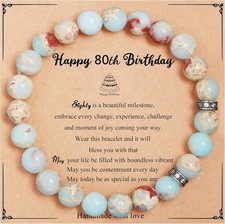 80Th Birthday Gifts for Women Unique Natural Stone Stretch Bracelet 80Th Birthda