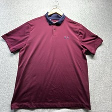 Under Armour Golf Polo Mens L Blue Red Striped Performance Shirt Loose Stretch