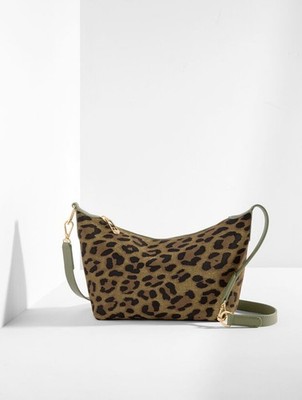 New Talbots LEOPARD SUEDE CONVERTIBLE CROSSBODY BAG