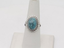 Native American Handmade Sterling Silver  Turquoise Ring Size 8