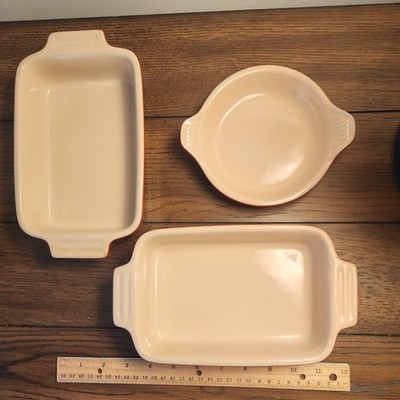 Le Creuset Heritage 3 pc set 2x Rectangle 1x Round Small Baking Casserole RED