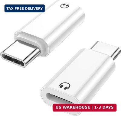 2 Pack USB C to Light-ning Earphone Audio Adapter Converter for iPhone White USA