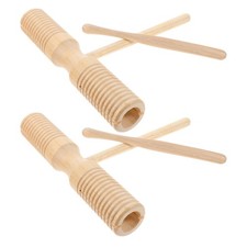 2 Sets Wood Instruments for Kids Block Handheld Percussion Guiro Toy