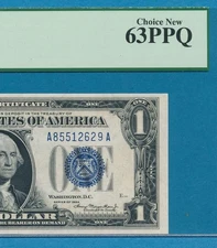$1.00 1934 FUNNY BACK  BLUE SEAL SILVER CERTIFICATE PCGS CHOICE NEW 63PPQ