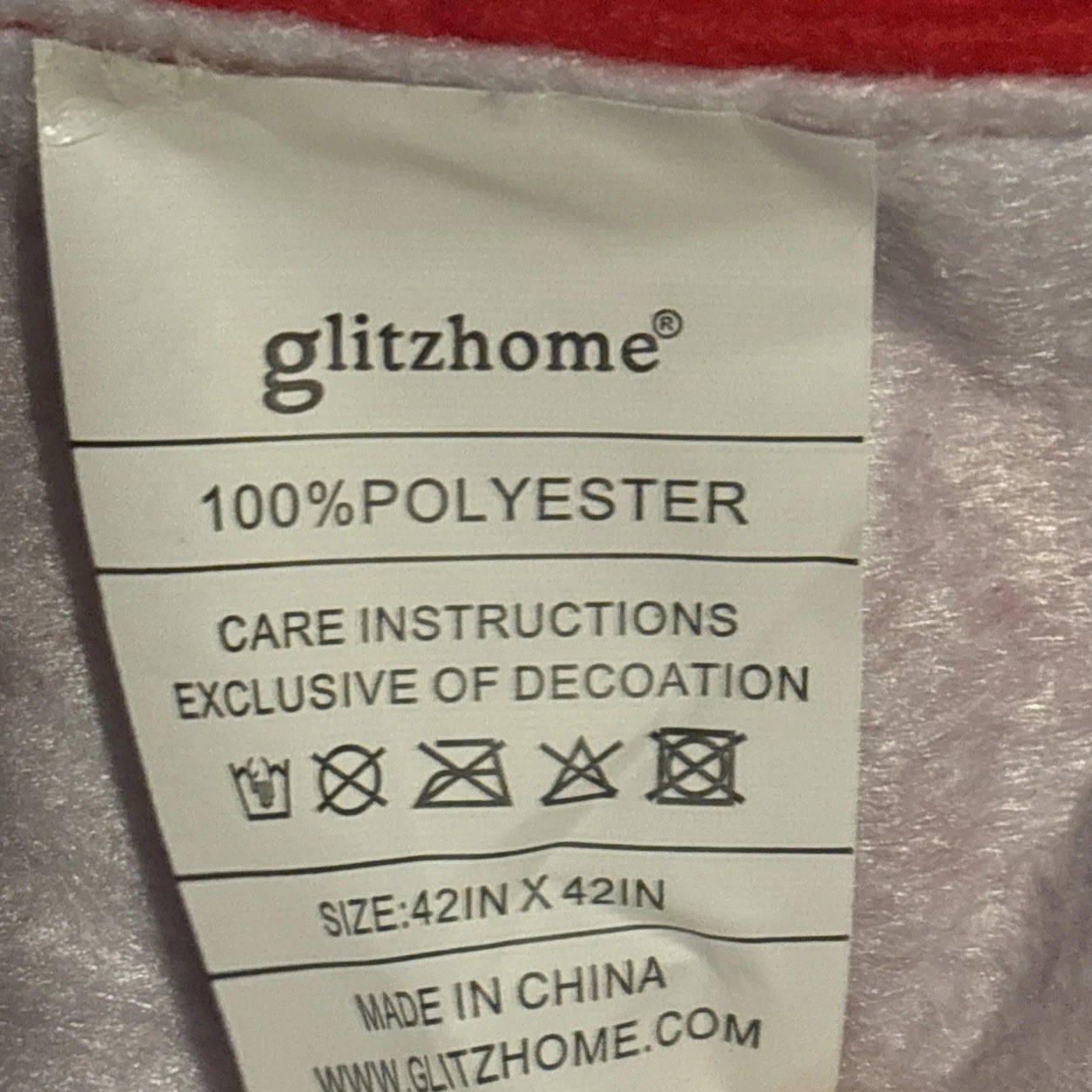 Glitzhome Santa Best Christmas tree skirt ,red And White ,40x 40