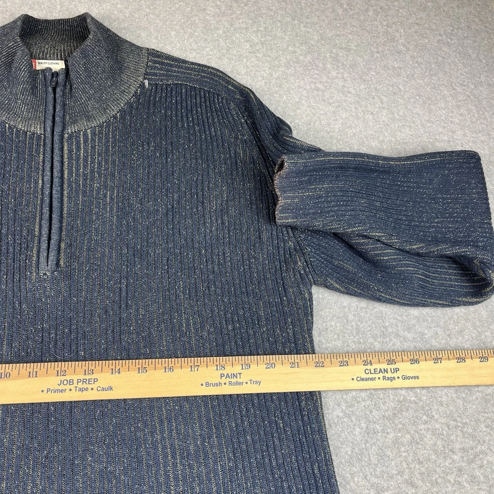 Suéter De Colección Levi's Rojo Pestaña 1/4 Cremallera Para Hombres Grande Acanalado Tejido Azul Verde Melange Foto 4 de 4