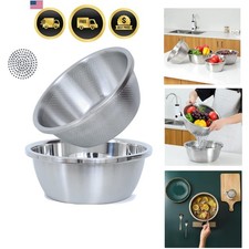 Stainless Steel Colander Set Kitchen Drain Basket Multipurpose Strainer 2QT