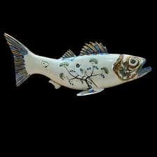 Tonala Mexico Ken Edwards Pottery Large Fish sculpture stoneware Handpainted 22”