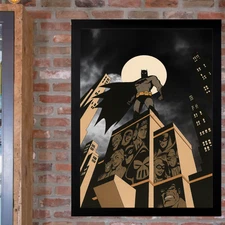 BATMAN Skyline Poster 18x24 – Dark Knight Comic Art – Gotham City Superhero Wall