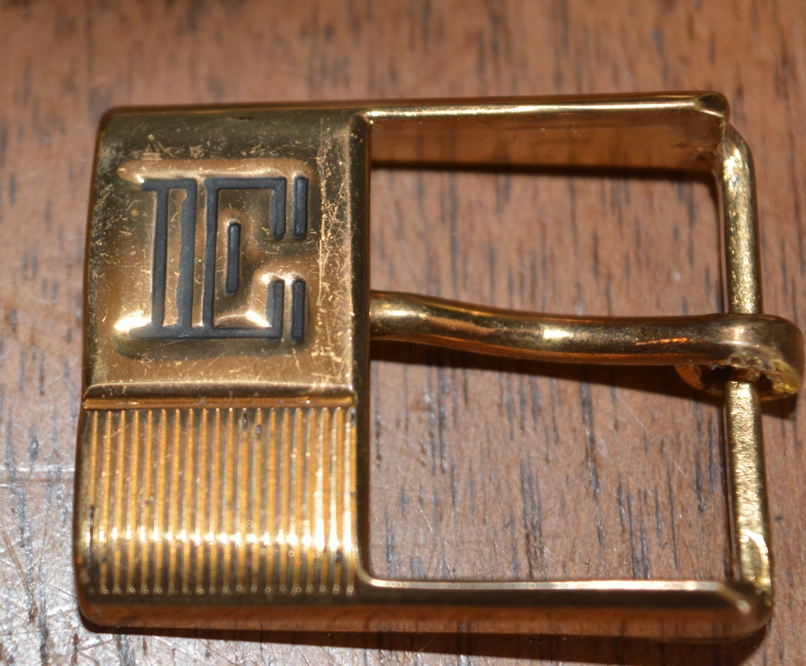 VTG Embossed Initial Monogrammed Solid Brass Belt… - image 1