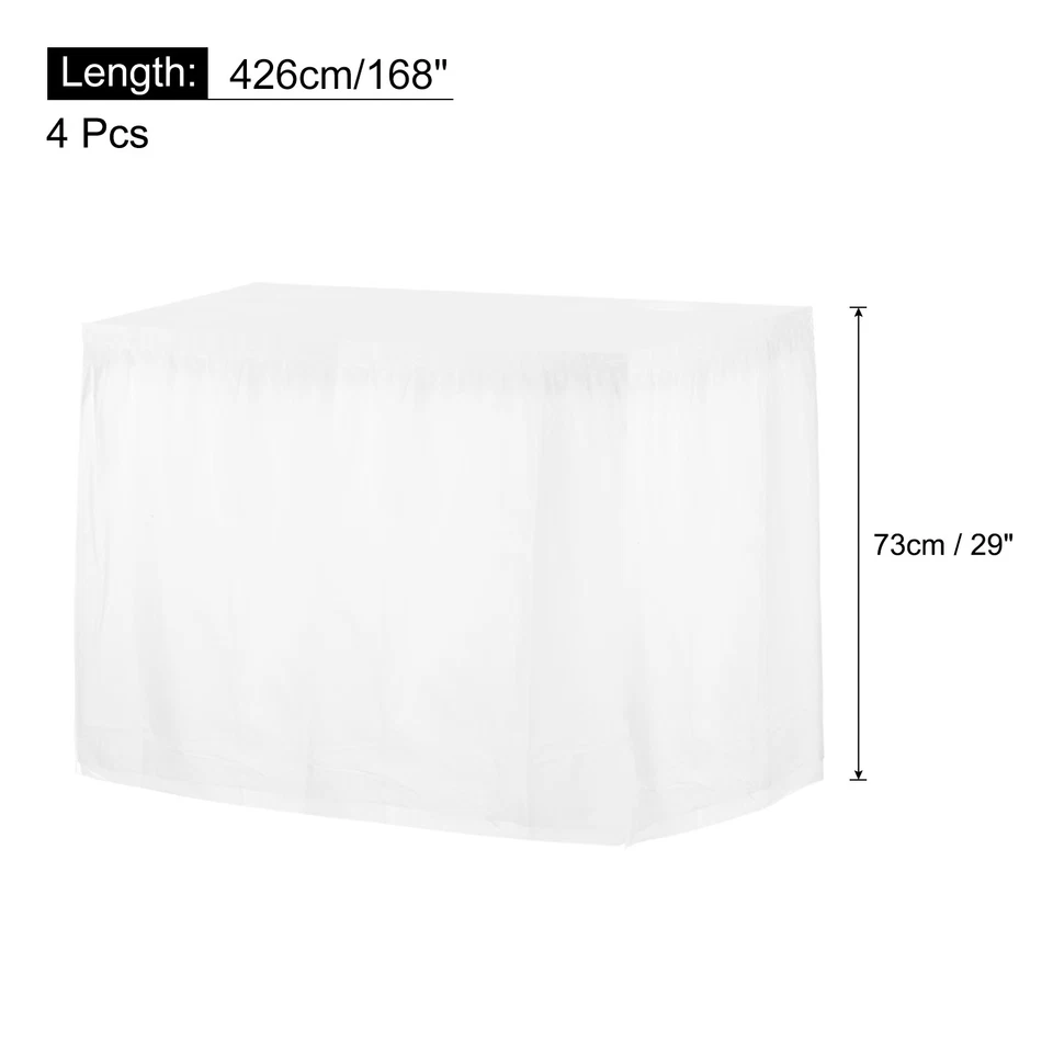 4 Pack White Plastic Table Skirts, 29 in x 14 Ft Table Skirts Rectangle - Image 2 of 4