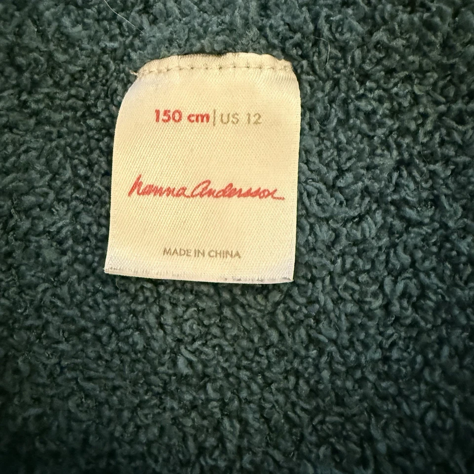 Hanna Andersson Girl’s Size 150 US 12 Marshmallow Cardigan Sweater Juniper Green - Image 3 of 4