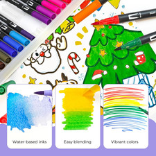 72 Colors Markers for Adult Coloring Books, Dual Tip Markers for School, Fine...