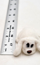 1995 Lewis Galoob Toys Pound Puppies Mini 2.5"Solid White Brown Nose  Eyelids