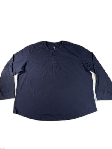 Goodfellow Co Henley Shirt Mens 5XB Navy Blue Long Sleeve Cotton Regular Fit
