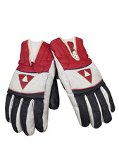Vintage Snow/ Ski Racing Gloves 1970's Red Triangle Zip Size Small