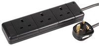 Pro Elec - 3-Fach Steckdosenleiste, Schwarz, 2M