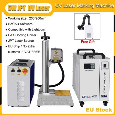 JPT 5W 355nm UV Laser Marking Machine For Leather/Glass/Wood & Air Purifier EU