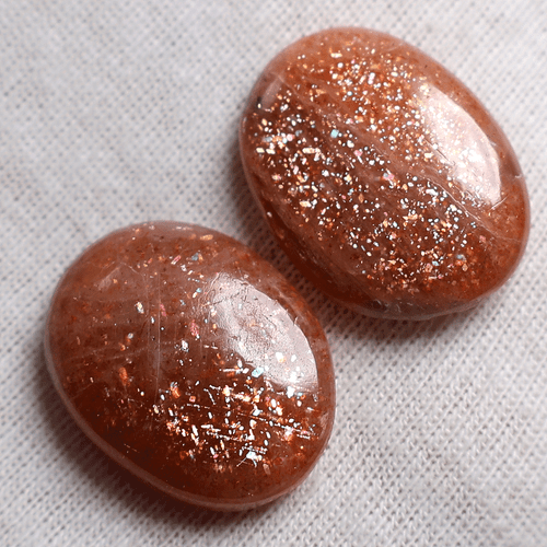 Lot 5 Pcs Natural Confetti Sunstone AAA Grade 23mm-25mm Oval Cabochon Gemstones - Picture 5 of 13
