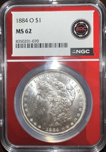 1884-O $1 Morgan Dollar Silver NGC Cert MS 62 Red Core EDC!