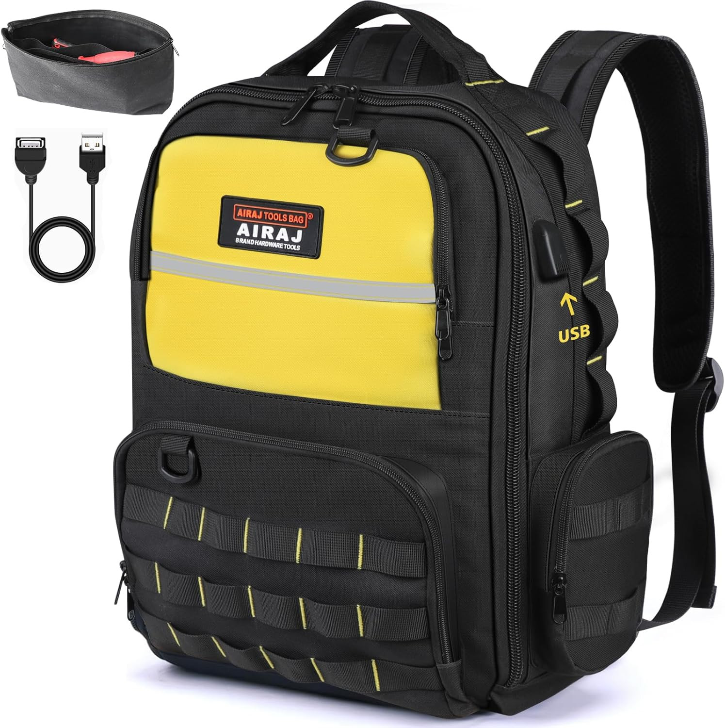 Zaino Porta Attrezzi 46X40X18 Cm,Zaino Porta Utensili per Con 23 Tasche, Apertur