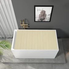 Bathtub Lid Folding Bath Cover Bathtub Dustproof Board 62.99*31.5*0.26 in Yellow