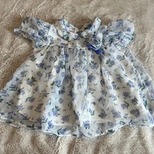 Primrose Pink Vintage 90's Baby Girl Floral Chiffon Dress Puff Sleeve 12M