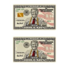 Lot x2 TRUMP Hundred USA McDonalds MAGA Glitter Credit Debit Card Skin Sticker
