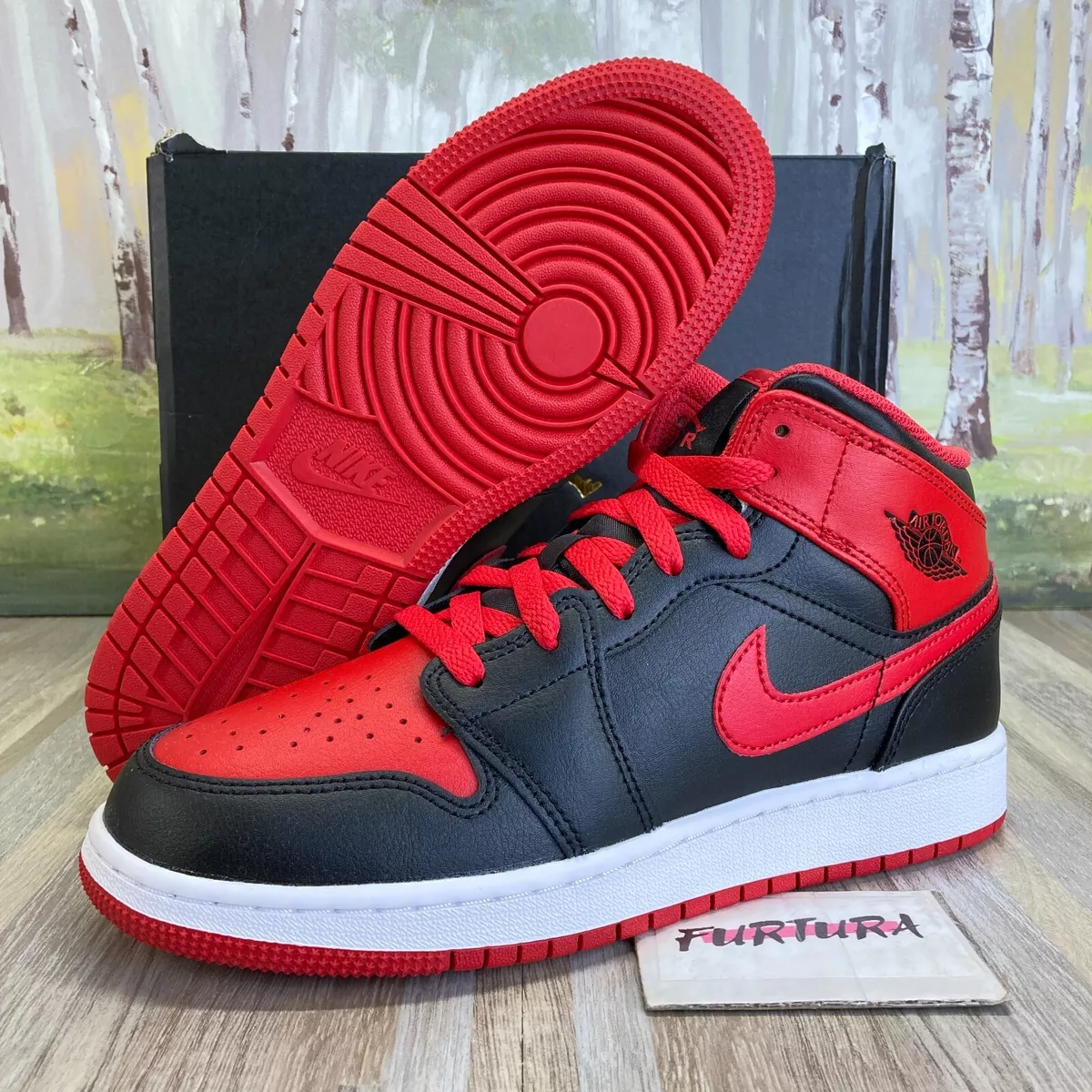 Nike Air Jordan 1 Mid (GS) Alternate Bred DQ8423-060 Size 5Y - 7Y ...