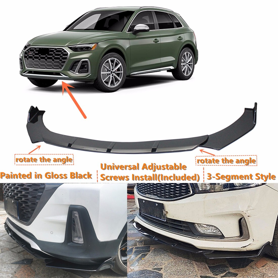PARAURTI ANTERIORE IN gomma 250 cm spacco labbra spoiler mento corpo auto nuovo universale EUR