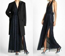 NWT ZARA BLUE/BLACK LONG SHINY DRESS PARTY WEDDING 0387/181
