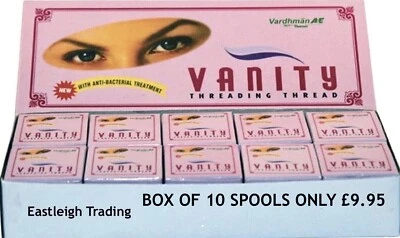 BOX OF 10 X 300M VARDHMAN VANITY THREADING THREADS EYEBROW UPPER LIP CHIN SIDES