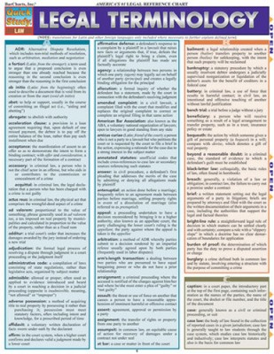 Legal Terminology Reference Guide (Quickstudy: Law) by BarCharts Inc