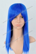US 20 inch Cosplay Wigs with Bangs 20" Dark Blue Straight Synthetic Wigs