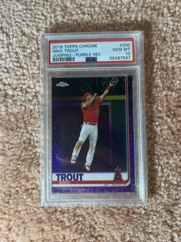 2019 Topps Chrome Purple Refractor #200 Mike Trout Angels /299 PSA 10 HOF SSP