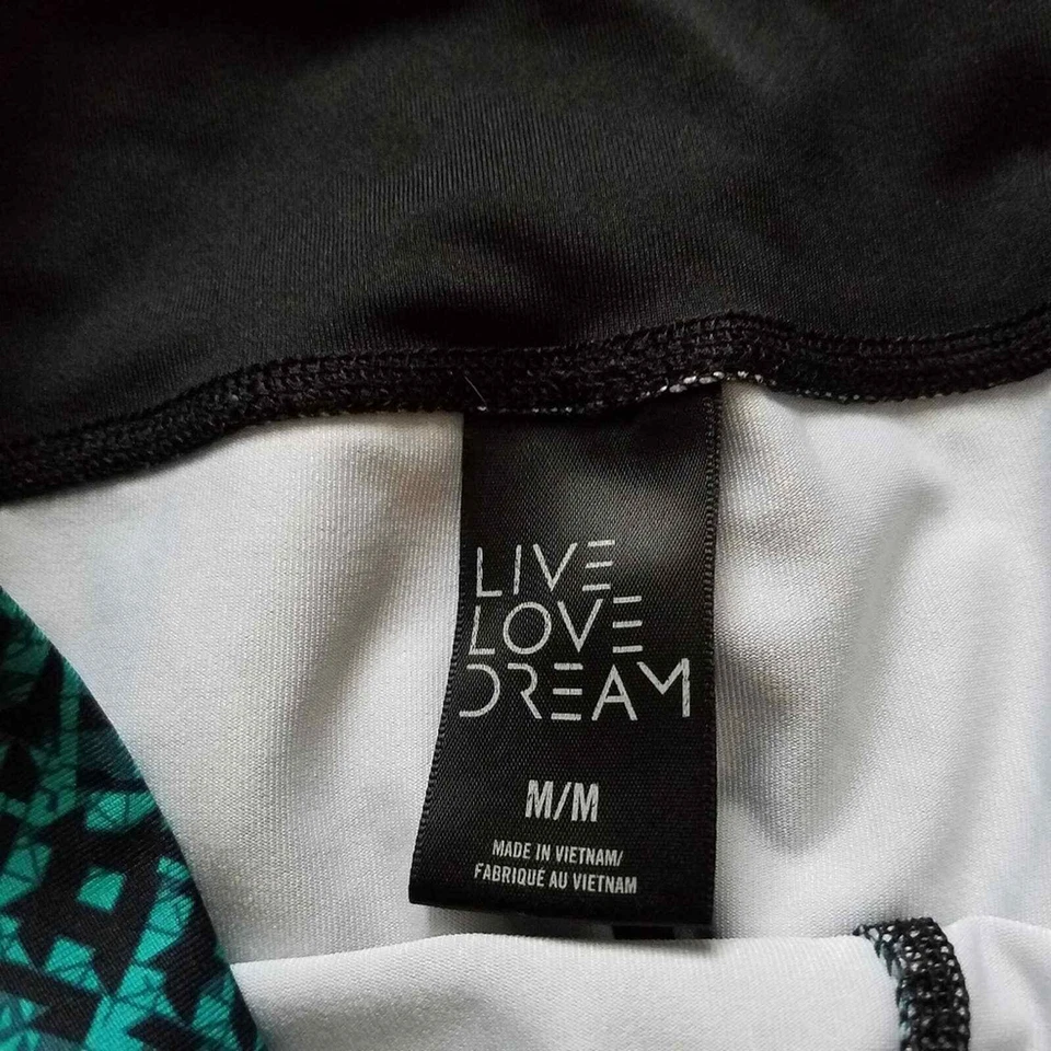 Leggings Aeropostale para mujer M tiro medio estampado abstracto negro verde azulado Foto 3 de 4