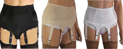 Retro 6 & 8 Riemen Luxus Strapsgürtel mit Spitzeneinsätzen in Beige, Schwarz, Weiß