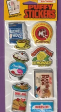 Vintage 1980s GF General Foods Puffy Stickers BIRDS EYE PUDDING POPS SHAKE BAKE