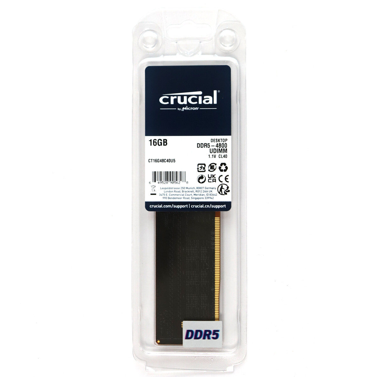 Crucial 32GB (2x 16GB) UDIMM DDR5 4800 (PC5 38400) Desktop DIMM