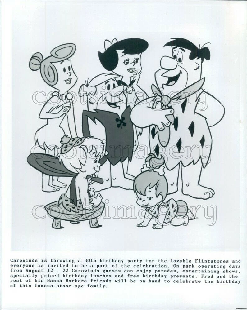Press Photo Fred Flintstone Family Barney Rubble Family Hanna Barbera TV