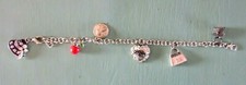 Adorable "Mom" Silver Chain Charm Bracelet with 6 Charms